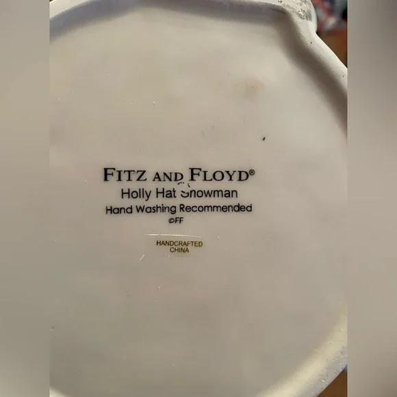 BNIB Fitz and Floyd Holly Hat Snowman Ceramic Basket 2013 Christmas Candy Dish - Picture 6 of 10